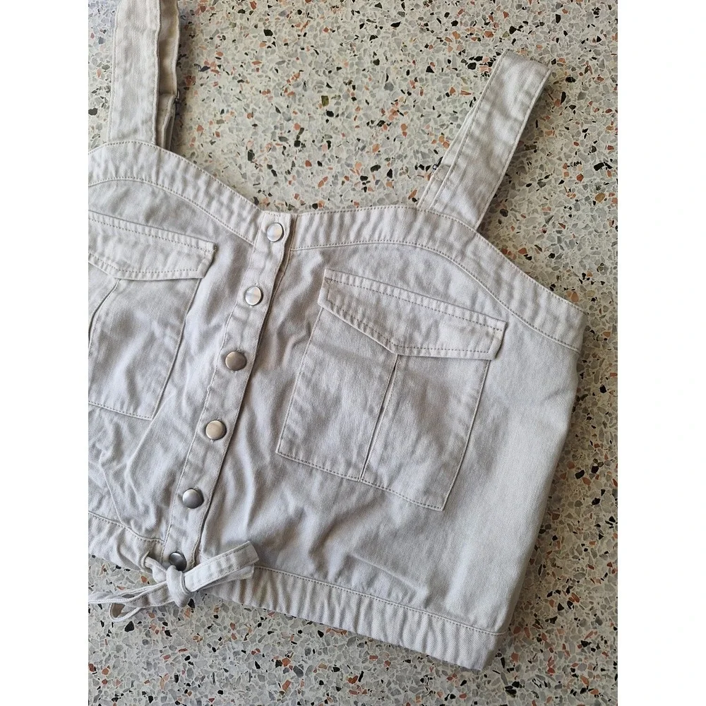 48 Free People‎ Palm Desert Solid Denim Top